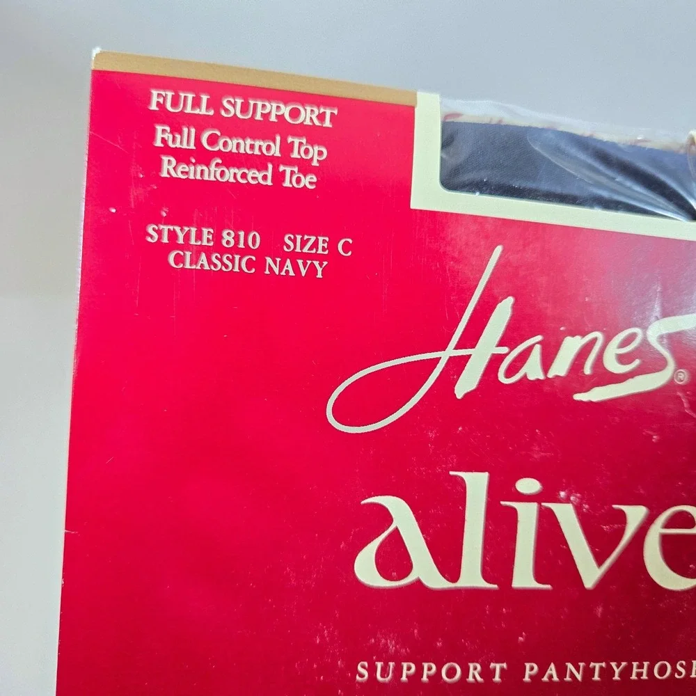 Hanes Alive Support Pantyhose Classic Navy Blue Full Control Top Size C 810 NEW